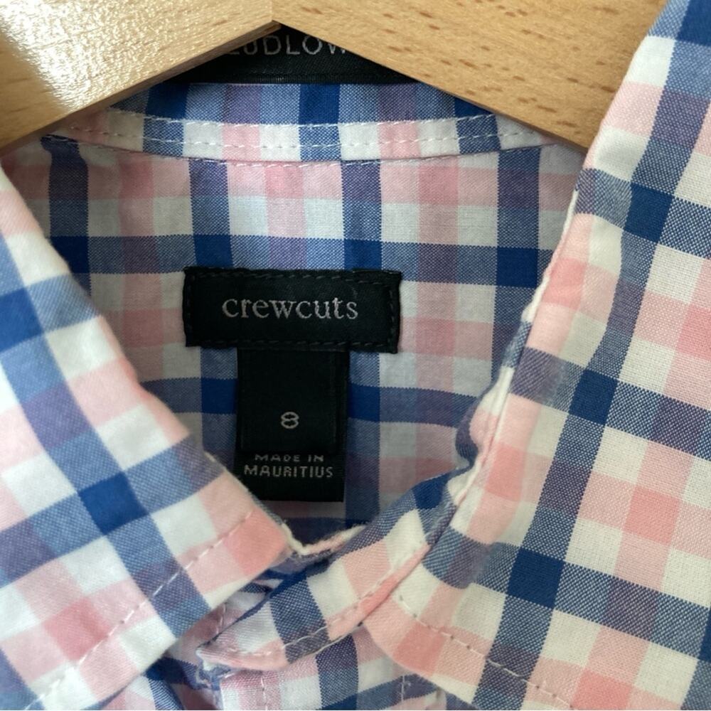 Crewcuts Kids Plaid Button Down Shirt in Blue and Pink Boys Size 8 - Picture 4 of 8